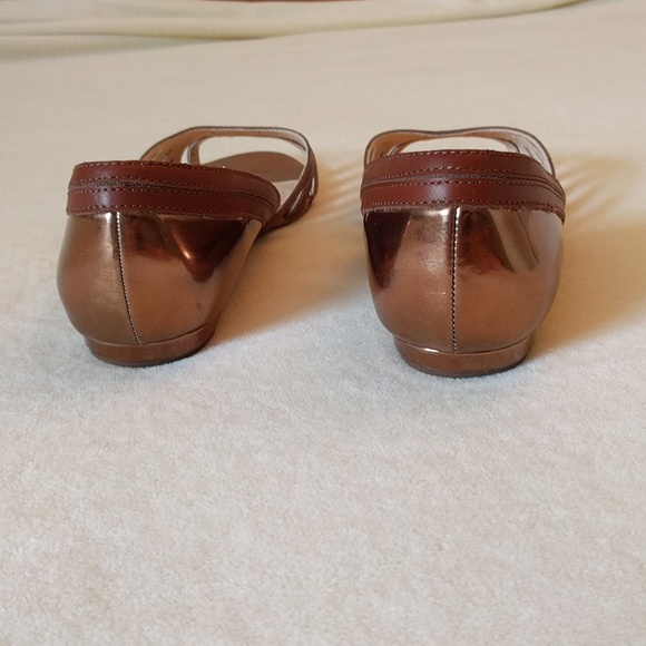 Seychelles metallic whiskey/copper leather flat peep-toe shoes Size 9.5 - Picture 5 of 13